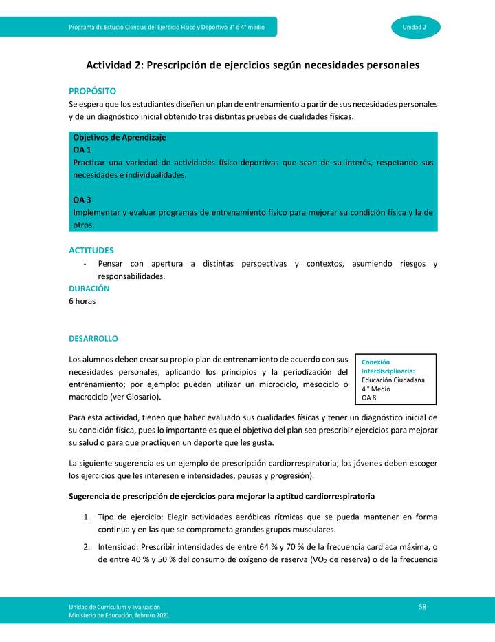 Actividad 2: Prescripción de ejercicios según necesidades personales