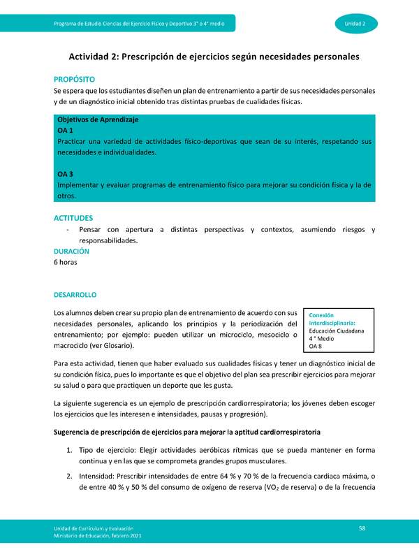 Actividad 2: Prescripción de ejercicios según necesidades personales