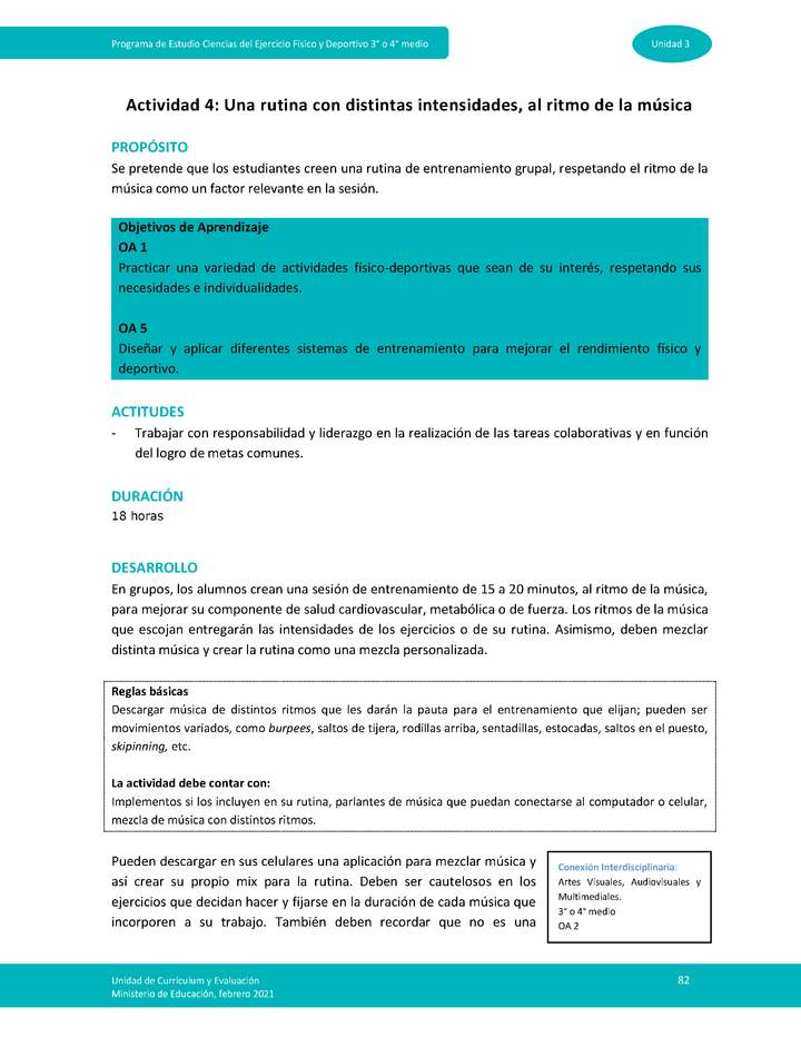 Actividad 4: Una rutina con distintas intensidades, al ritmo de la música