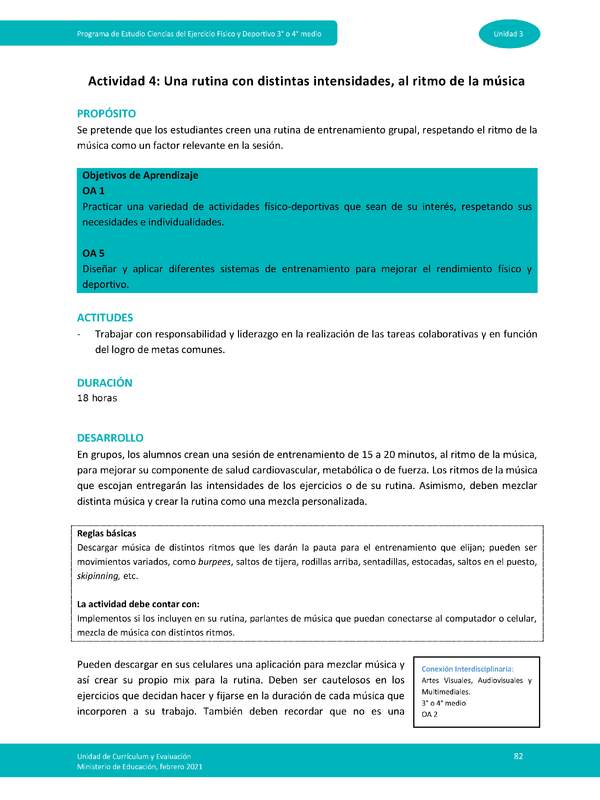 Actividad 4: Una rutina con distintas intensidades, al ritmo de la música