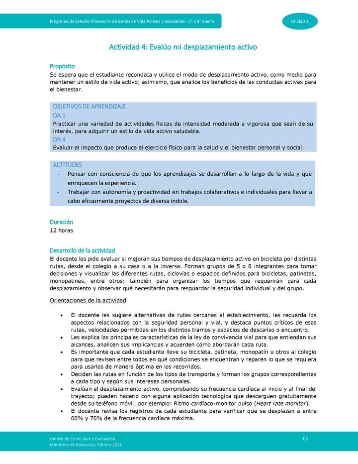 Actividad 4: Evalúo mi desplazamiento activo