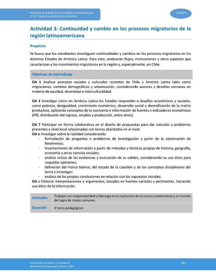 Actividad 3: Continuidad y cambio en los procesos migratorios de la región latinoamericana