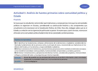 Actividad 1: Análisis de fuentes primarias sobre comunidad política y Estado