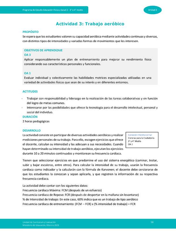 Actividad 3: Trabajo aeróbico