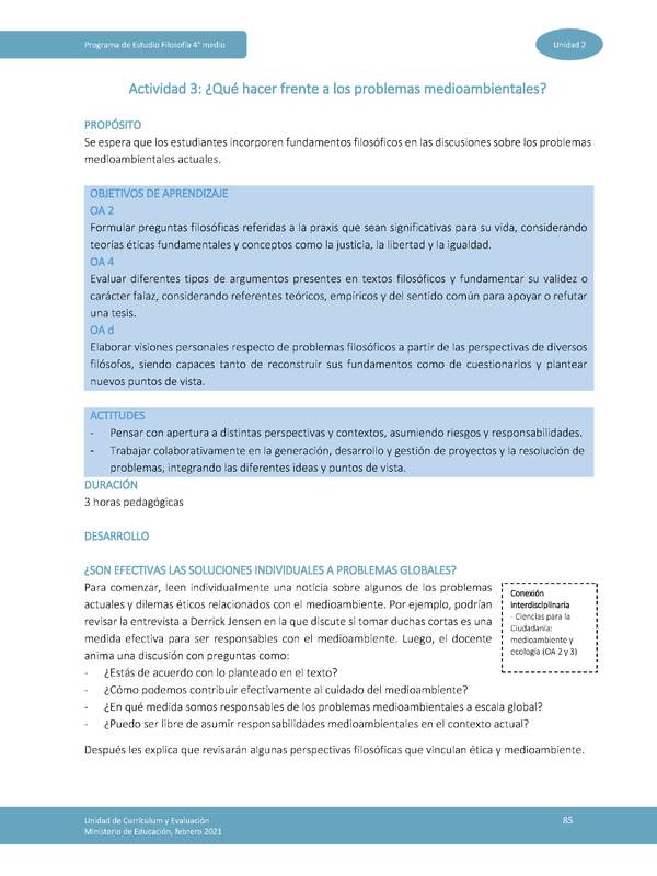 Actividad 3: ¿Qué hacer frente a los problemas medioambientales?