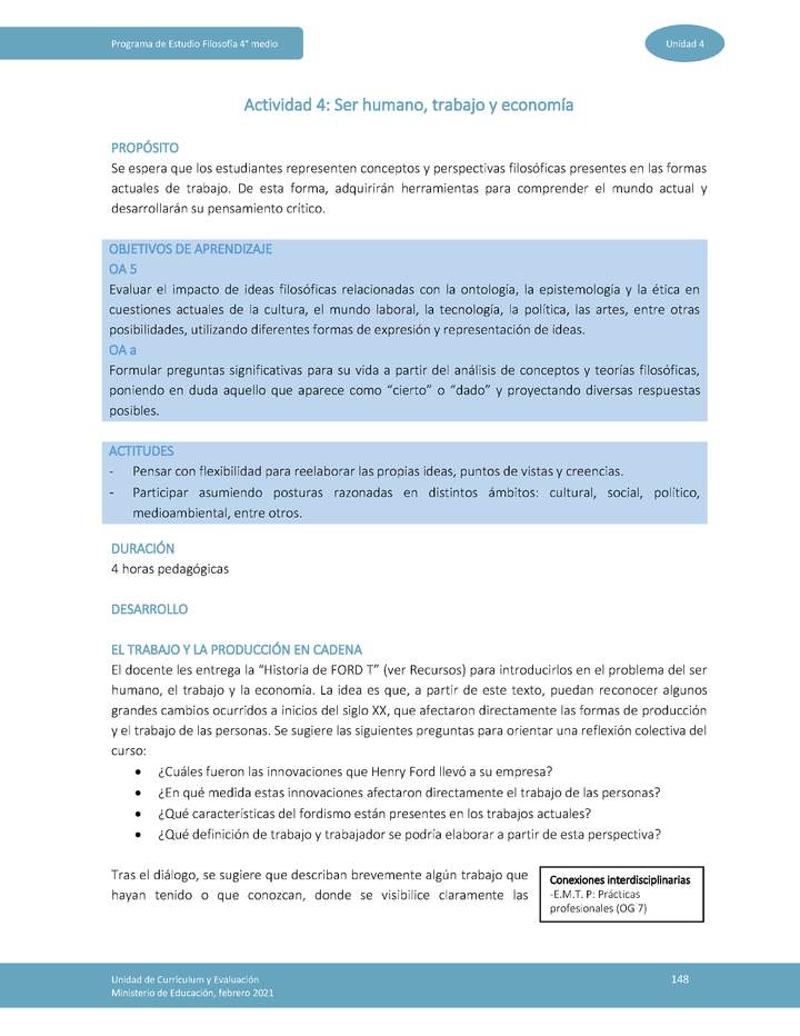 Actividad 4: Ser humano, trabajo y economía