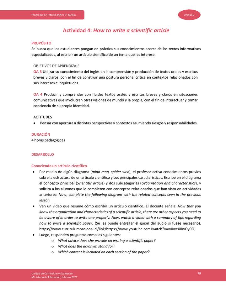 Actividad 4: How to write a scientific article