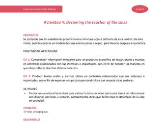 Actividad 4: Becoming the teacher of the class