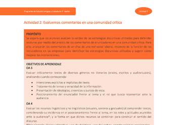 Actividad 2: Evaluemos comentarios en una comunidad crítica