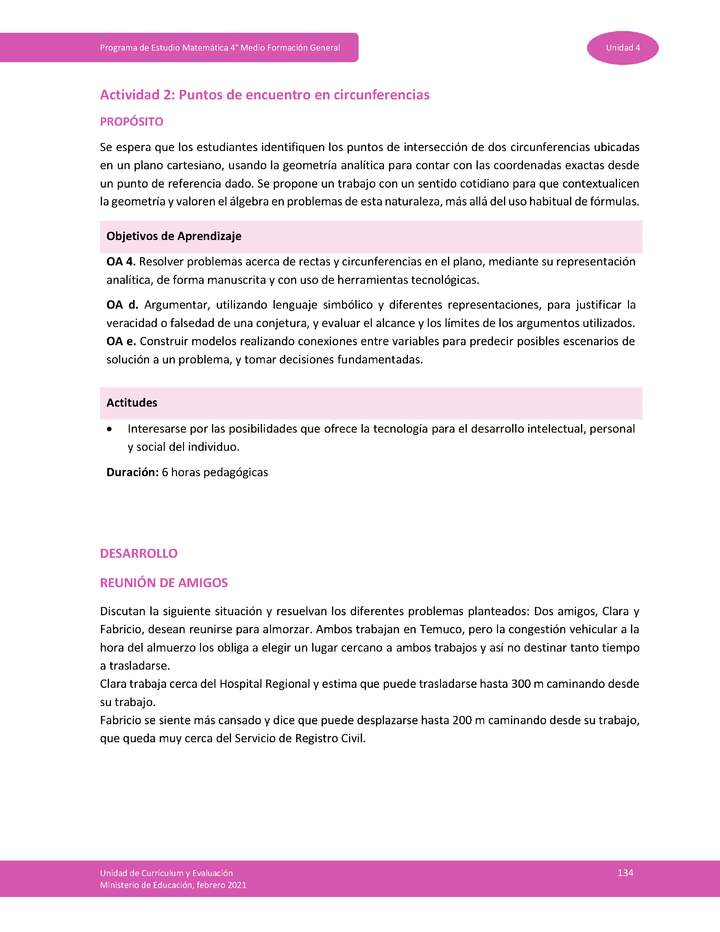 Actividad 2: Puntos de encuentro en circunferencias