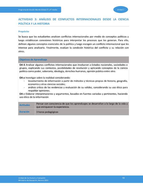 Actividad 3: Análisis de conflictos internacionales desde la ciencia política y la historia