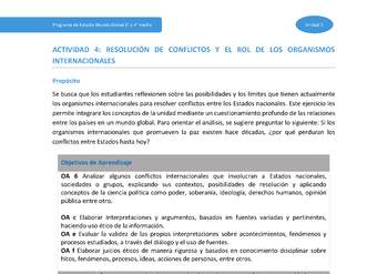 Actividad 4: Resolución de conflictos y el rol de los organismos internacionales