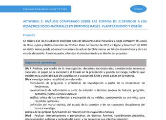 Actividad 2: Análisis comparado sobre las formas de responder a los desastres socionaturales en distintos países. Planteamiento y diseño