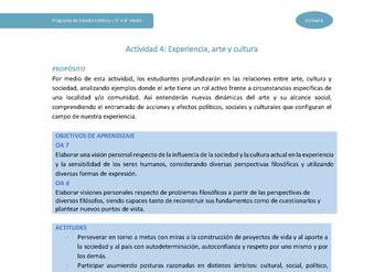 Actividad 4: Experiencia, arte y cultura