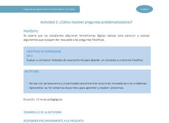 Actividad 2: ¿Cómo resolver preguntas problematizadoras?