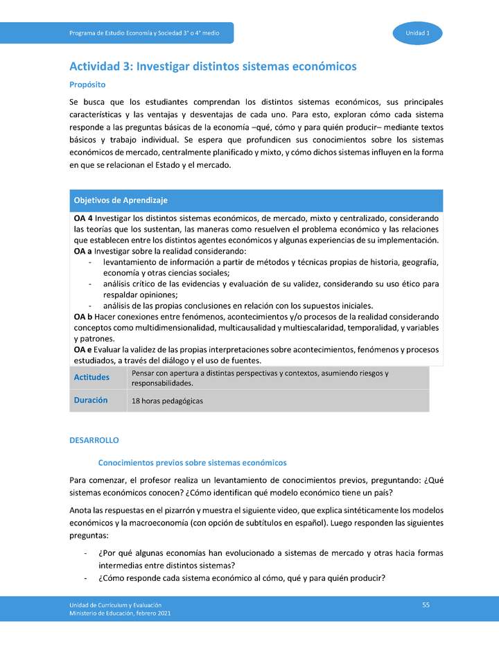 Actividad 3: Investigar distintos sistemas económicos