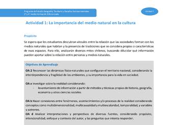 Actividad 1: La importancia del medio natural en la cultura