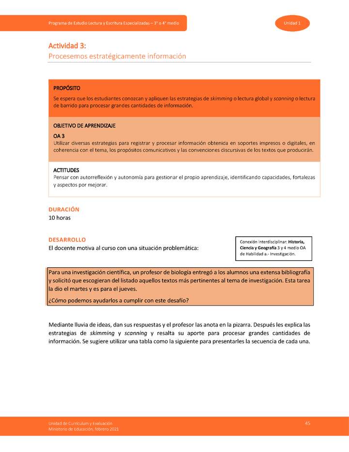 Actividad 3: Procesemos estratégicamente información