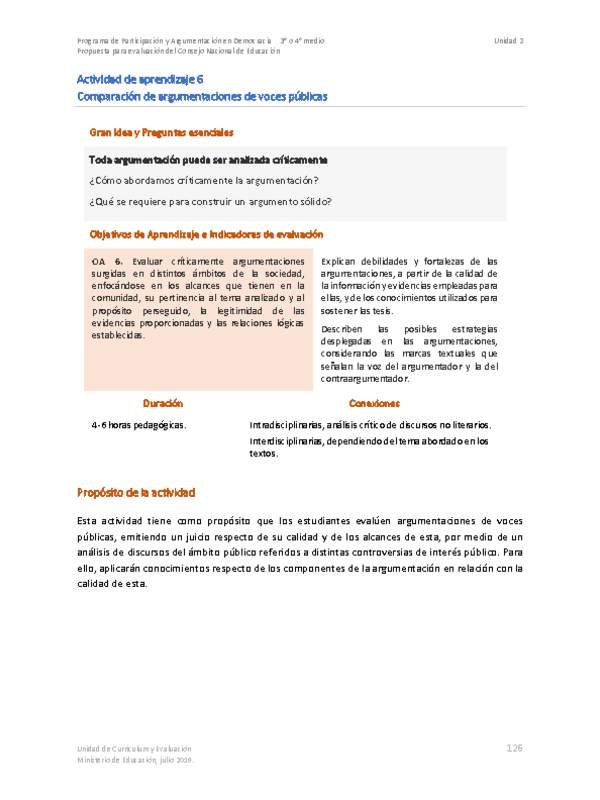 Actividad de aprendizaje 6: Comparación de argumentaciones de voces públicas