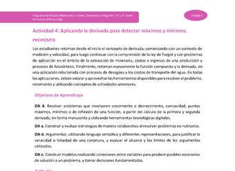 Actividad 4: Aplicando la derivada para detectar máximos y mínimos