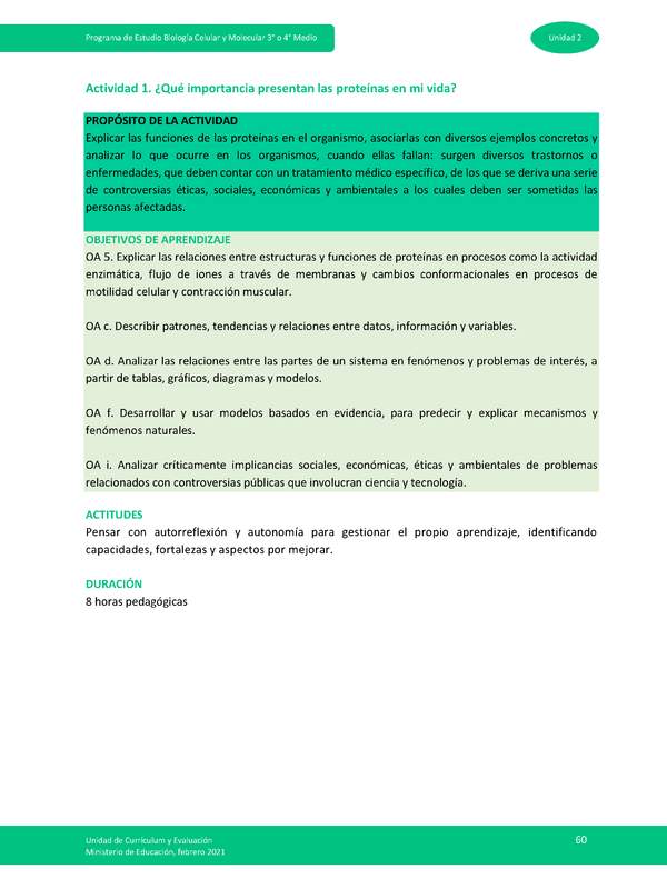 Actividad 1: ¿Qué importancia presentan las proteínas en mi vida?