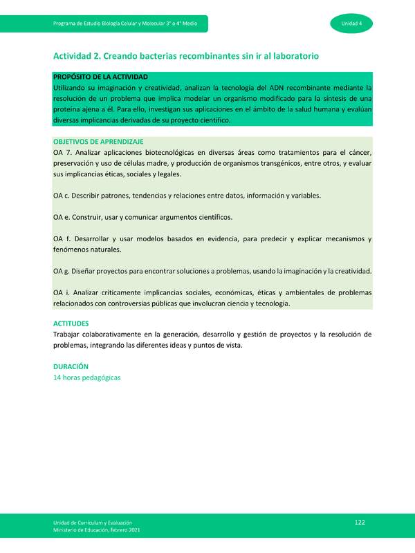 Actividad 2: Creando bacterias recombinantes sin ir al laboratorio