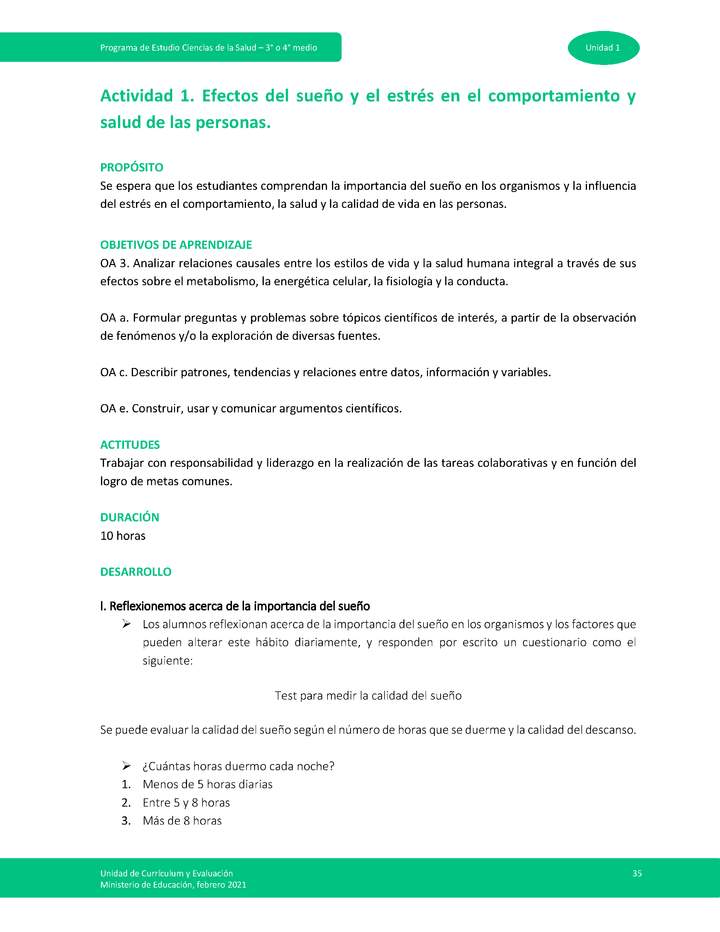 Actividad 1: Efectos del sueño y el estrés en el comportamiento y salud de las personas