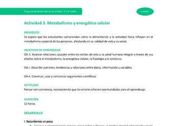 Actividad 3: Metabolismo y energética celular