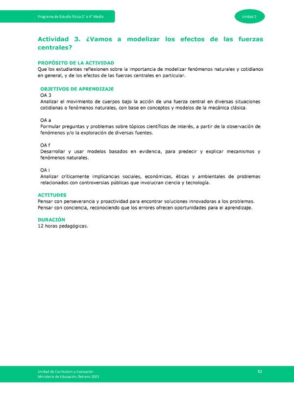 Actividad 3: ¿Vamos a modelizar los efectos de las fuerzas centrales?