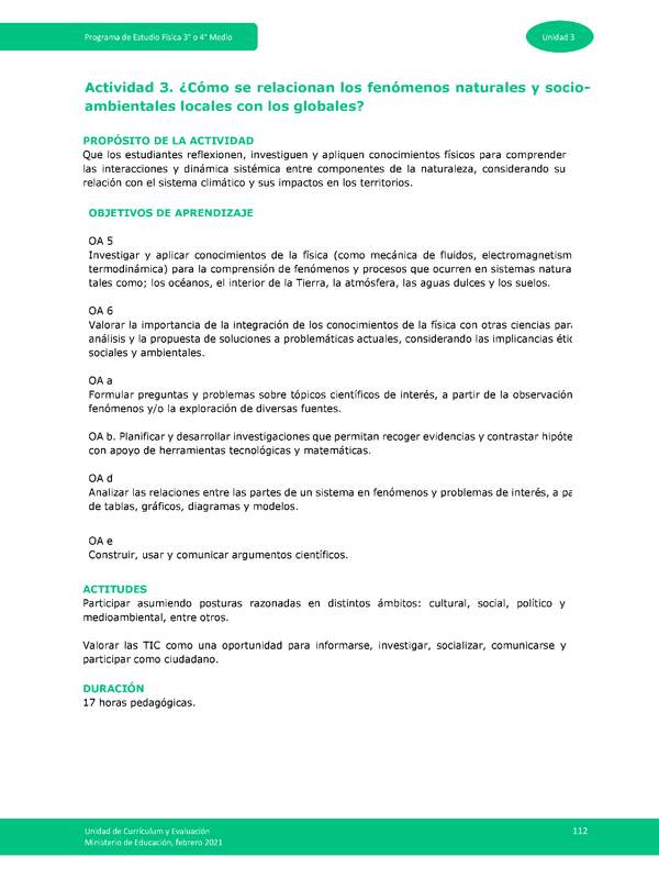 Actividad 3: ¿Cómo se relacionan los fenómenos naturales y socioambientales locales con los globales?