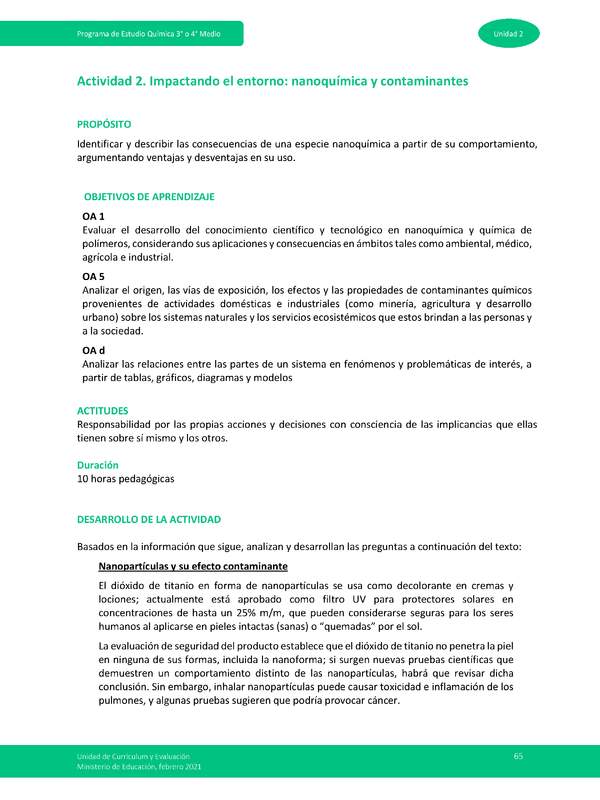 Actividad 2 - Impactando el entorno: nanoquímica y contaminantes