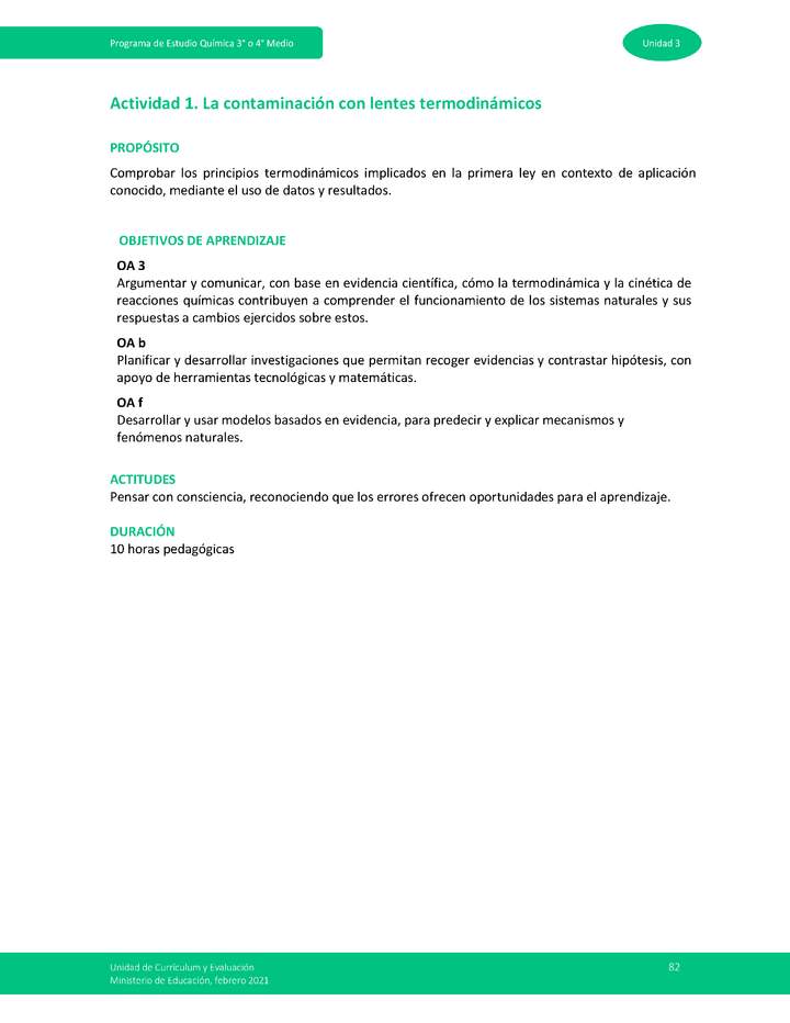 Actividad 1: La contaminación con lentes termodinámicos