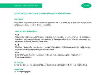 Actividad 1: La contaminación con lentes termodinámicos