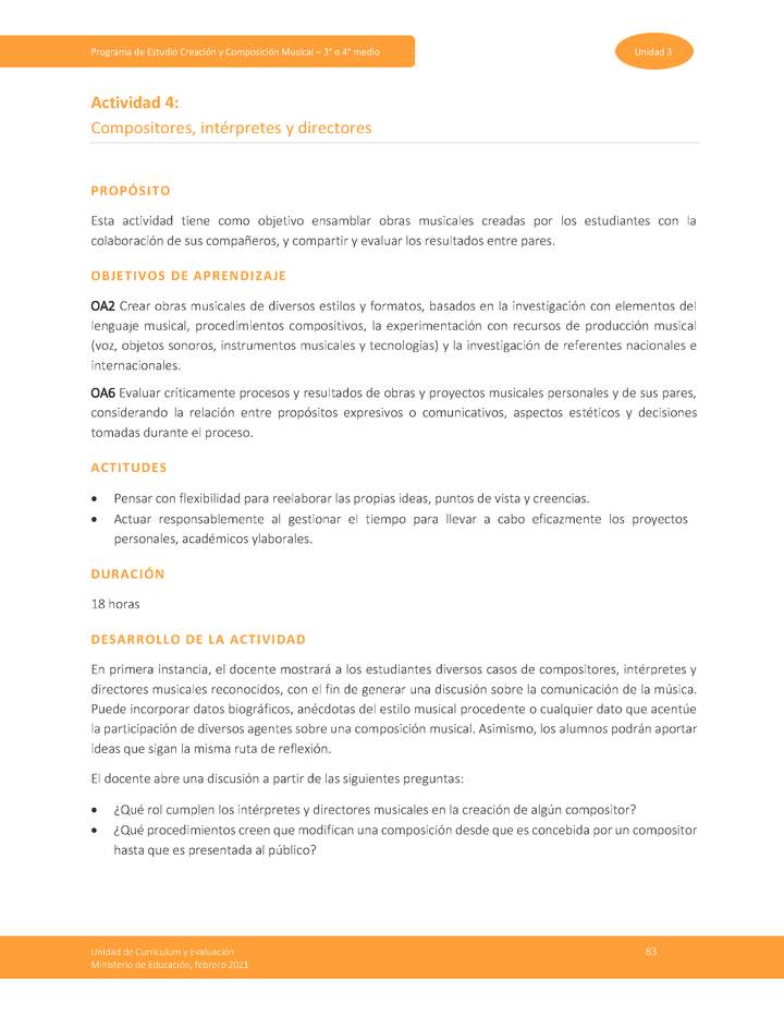 Actividad 4: Compositores, intérpretes y directores