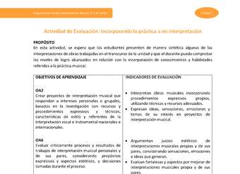 Actividad de evaluación: Incorporando la práctica a mi interpretación