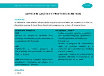 Actividad de evaluación: Verifica tus cualidades físicas