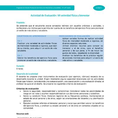 Actividad de evaluación Unidad 1: Mi actividad física y bienestar