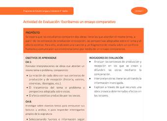 Actividad de Evaluación: Escribamos un ensayo comparativo