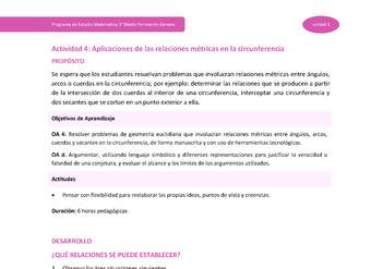 Actividad 4: Aplicaciones de las relaciones métricas en la circunferencia