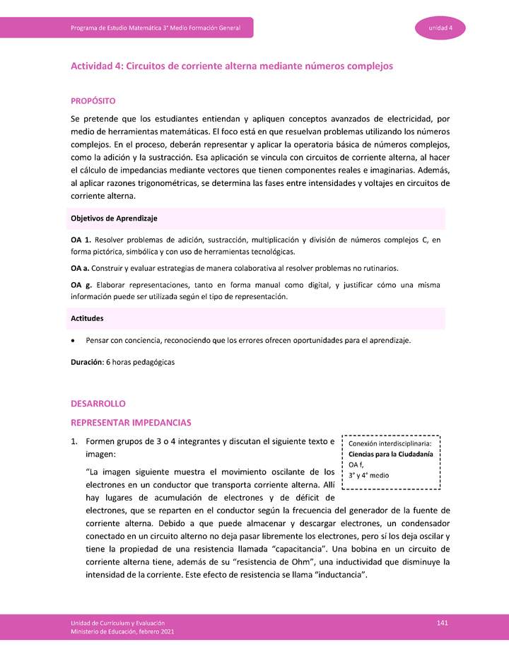 Actividad 4: Circuitos de corriente alterna mediante números complejos