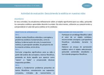 Actividad de evaluación: Descubriendo la estética en nuestras vidas