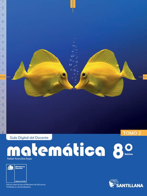 Matemática 8° básico, Santillana, Portada Guía didáctica del docente Tomo 2