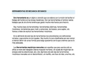 HERRAMIENTAS DE MECÁNICA DE BANCO