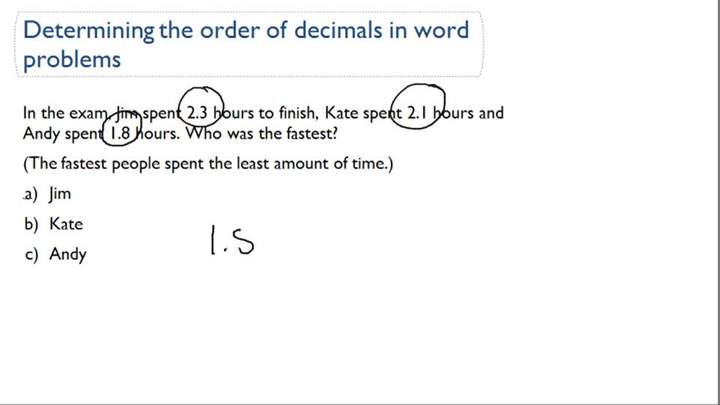 Determinación del orden de los decimales en problemas verbales