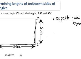Determinación de longitudes de lados desconocidos de rectángulos