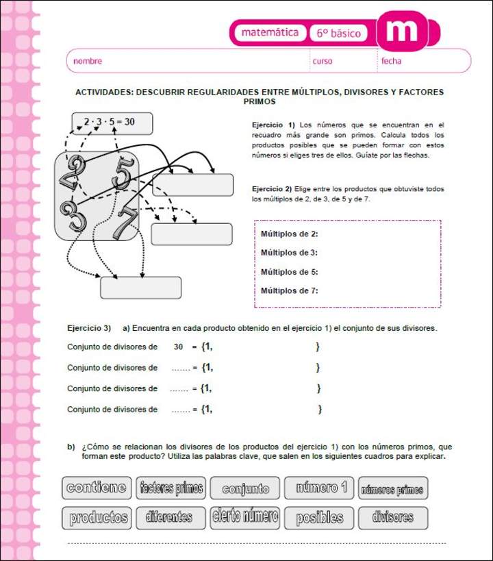 Descubrir regularidades entre multiplos, divisores y factores primos