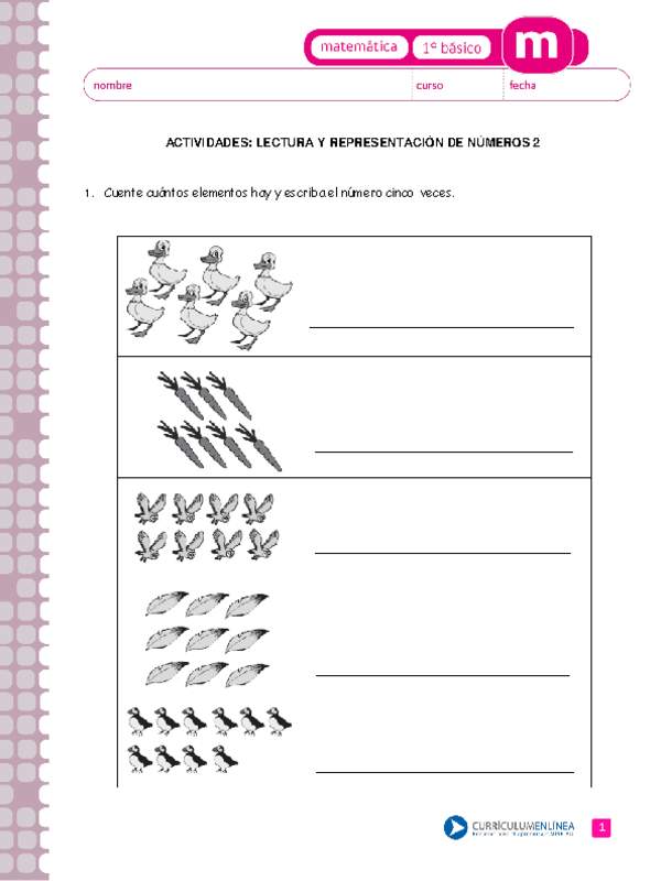 Lectura y representación de números 2