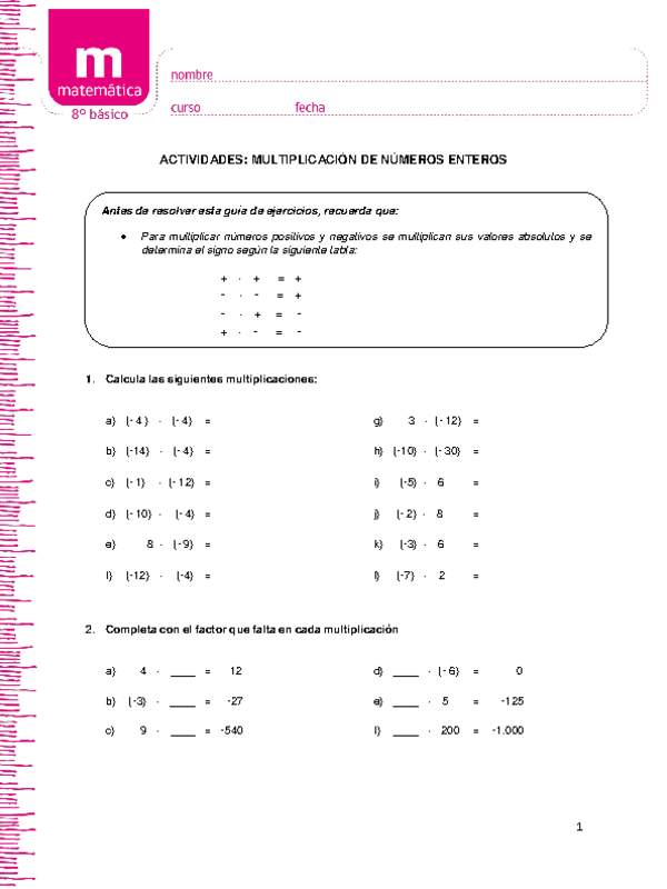 Multiplicación de números enteros