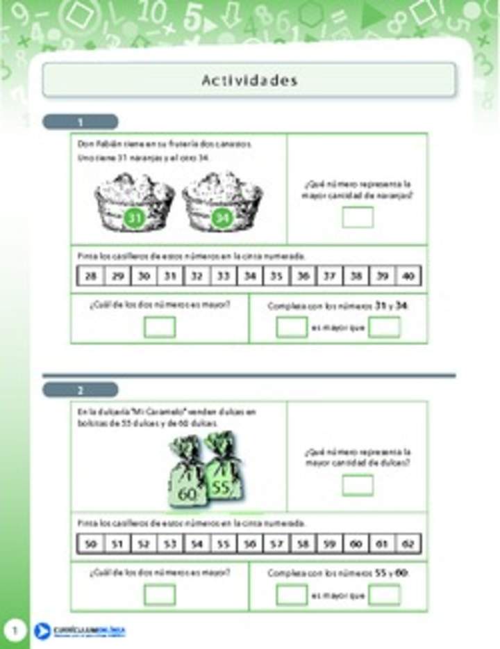 Comparar números menores a 100