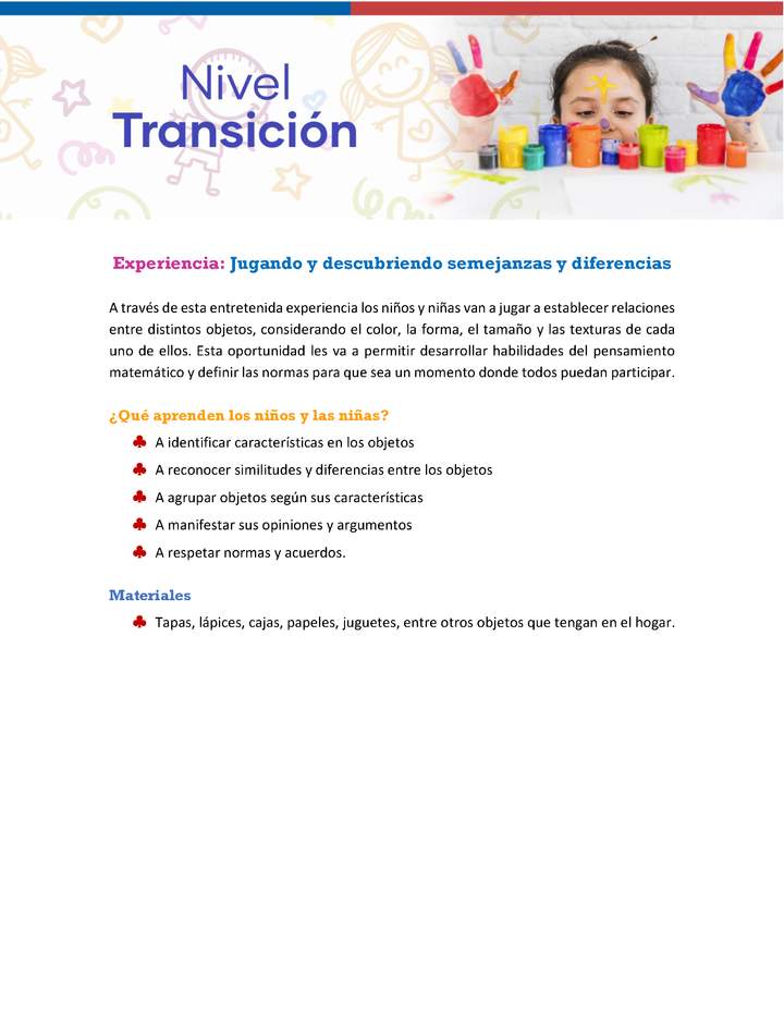 Experiencia Educativa: Jugando y descubriendo semejanzas y diferencias